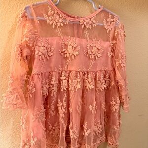 Peach Floral Lace Top
